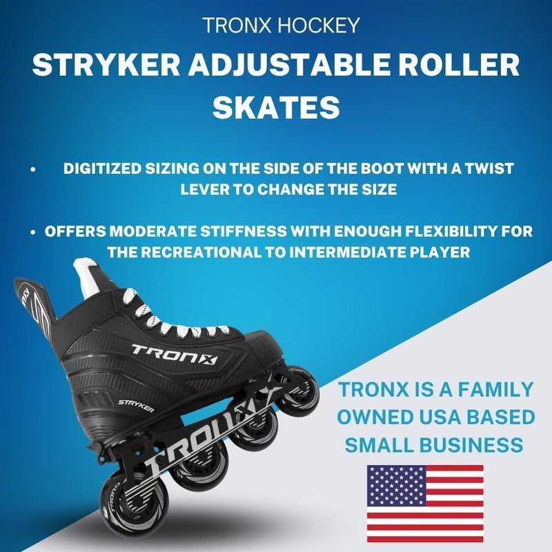 TronX Stryker Adjustable Senior Intermediate Junior Youth Roller Inline Hockey Skates - Image 3